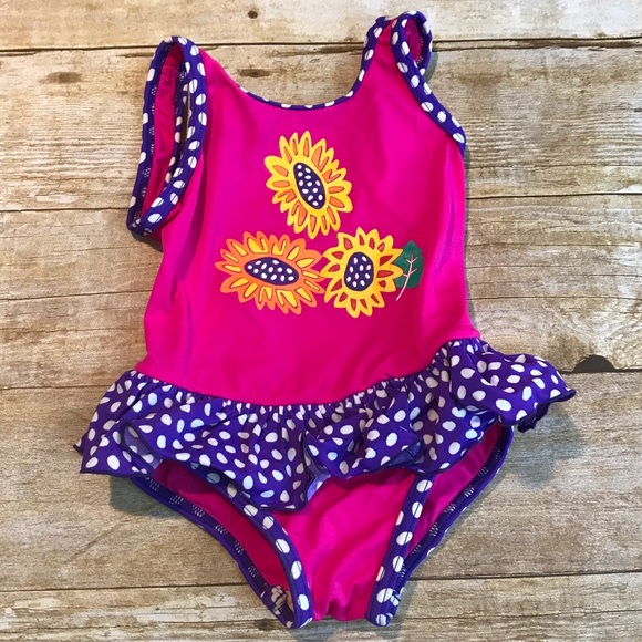 girls sunflower bathing suit